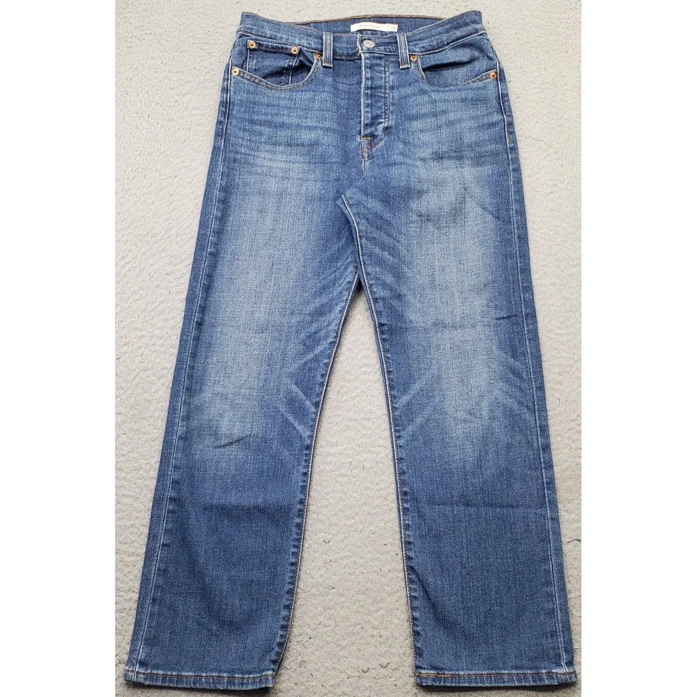 Levi's Wedgie Straight Jeans Mens 28x26 Blue Denim‎ Red Tab Button Fly 5-Pocket